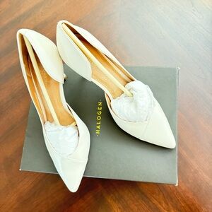Halogen White Leather Pumps 3” Heels. Size 8.  New In Box.